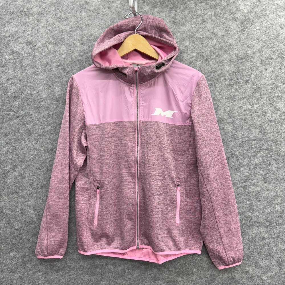 SIS Women's Sportswear Full Zip Hooded Jacket, 2 Pockets, Pink, Size M